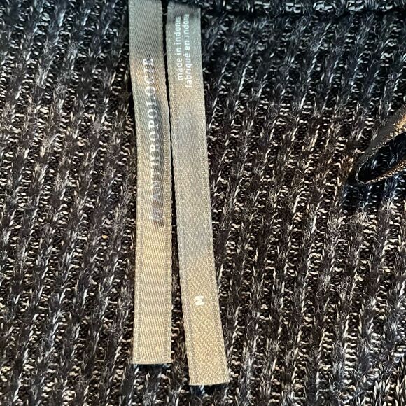 Anthropologie Rocio Surplice Faux Wrap Top Dark Gray Ribbed Knit Long Sleeve M - Picture 8 of 10